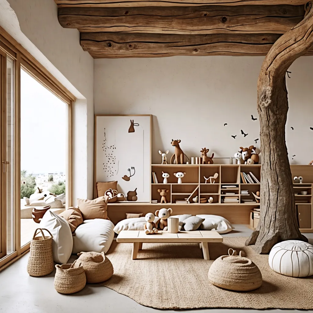 Acogedor refugio natural: diseño rústico y cálido en un espacio de ensueño.