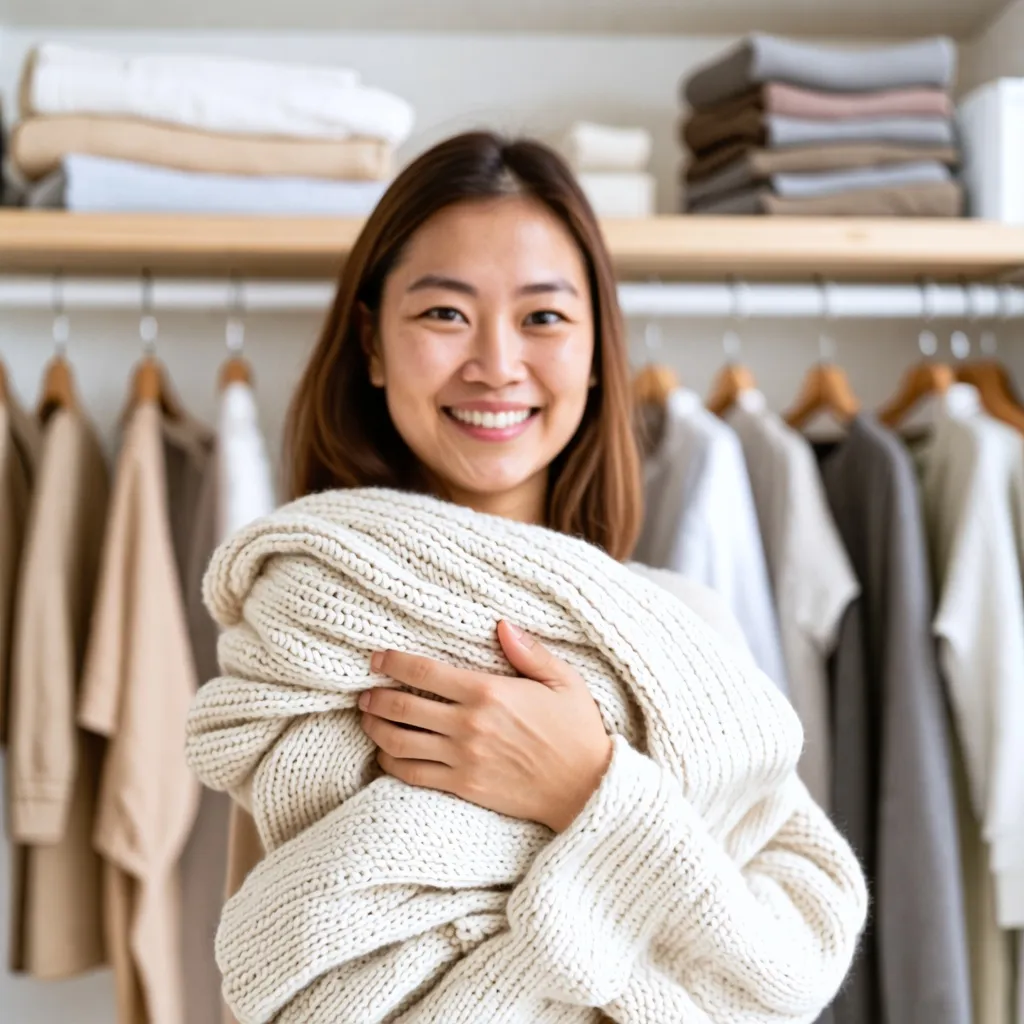 Sonrisa cálida en un ambiente de moda y estilo.